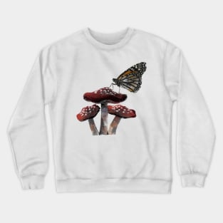 Monarch Butterfly & Mushrooms | Cottagecore | Dark Academia Gift Crewneck Sweatshirt